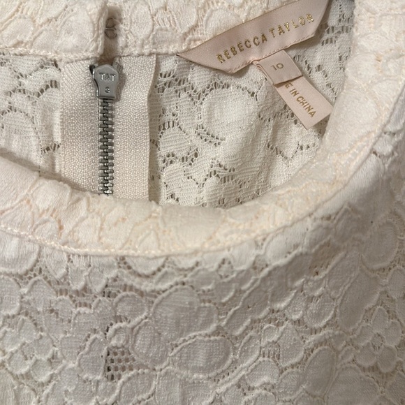 Rebecca Taylor Women’s Ivory Off White Sleeveless Lace Peplum Blouse Size 10 - Picture 4 of 8